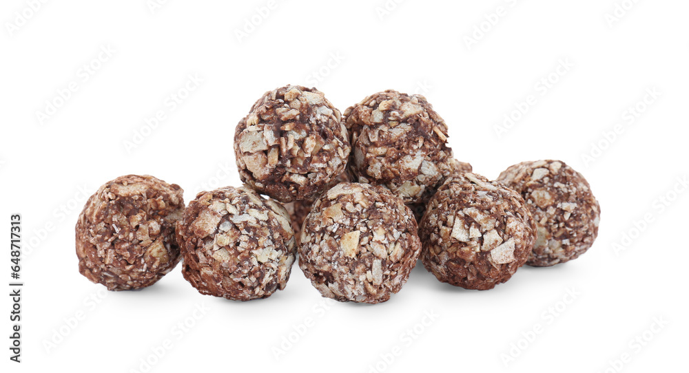 Tasty sweet chocolate candies isolated on white Tasty sweet chocolate candies isolated on white