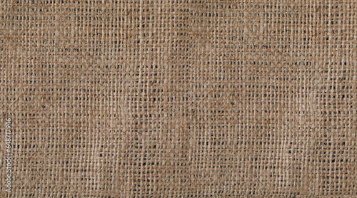Brown burlap fabric as background, top view