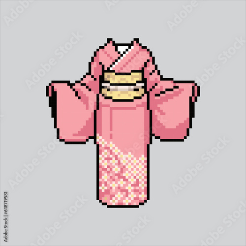 Pixel art illustration Kimono. Pixelated Kimono Clothes. Beutiful Japanese Kimono Clothes icon pixelated
for the pixel art game and icon for website and video game. old school retro.