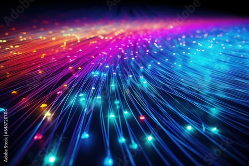 Vibrant Fiber Optics Colorful Technological Background