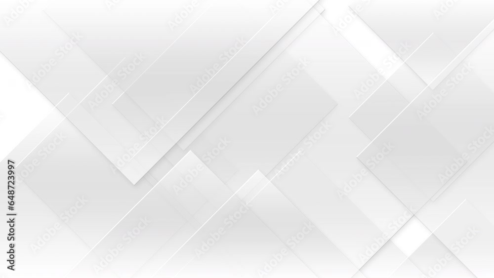 Bright white grey geometric abstract corporate motion background. Seamless loop. 4K footage