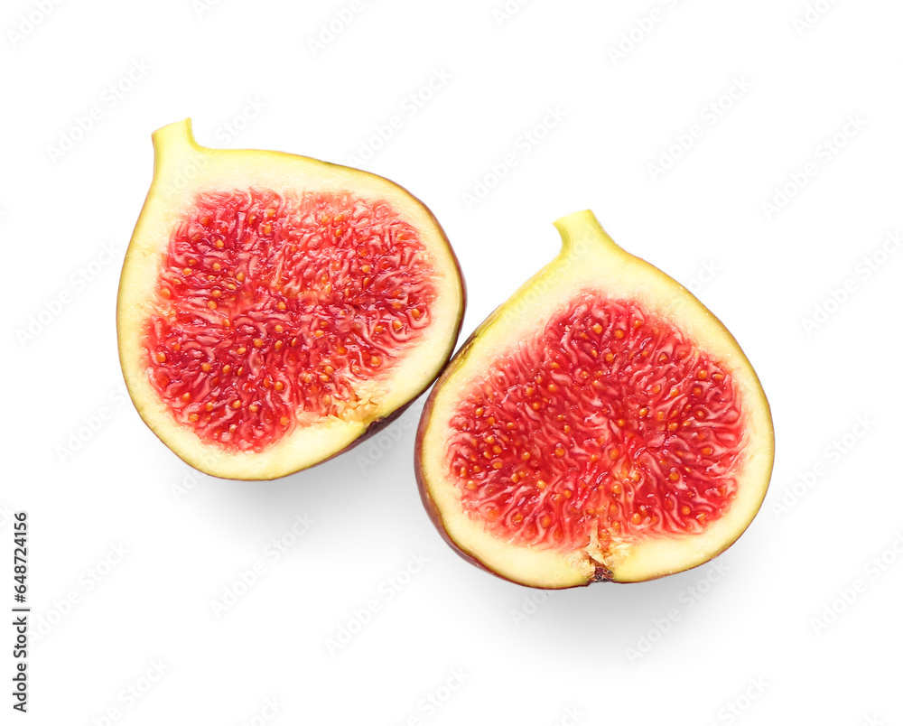 Slices of ripe fresh fig isolated on white background Slices of ripe fresh fig isolated on white background