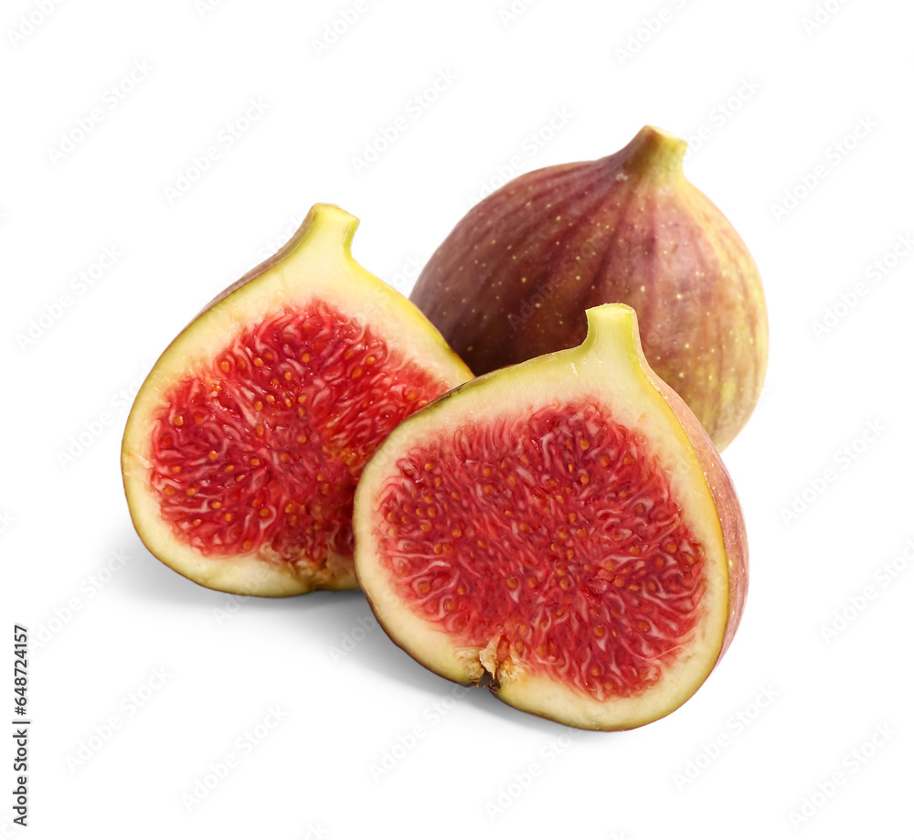 Slices of ripe fresh fig isolated on white background Slices of ripe fresh fig isolated on white background