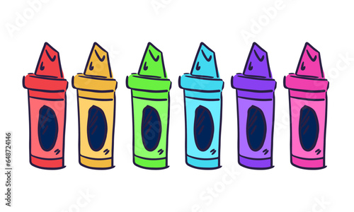Vector wax colorful crayons isolated on white