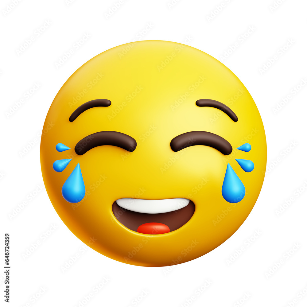 Laughing face with tears emoji, 3d style emoticon Laughing face with tears emoji, 3d style emoticon