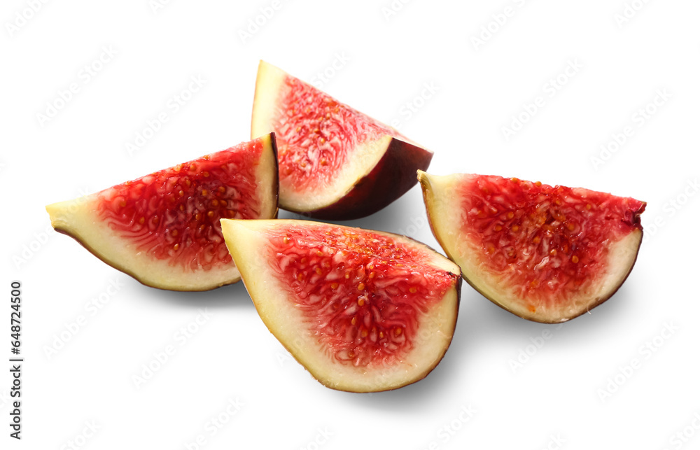 Slices of ripe fresh fig isolated on white background Slices of ripe fresh fig isolated on white background