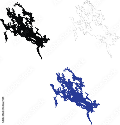 Lake Winnipesaukee Map. New Hampshire Map. Lake Winnipesaukee icon. flat style.