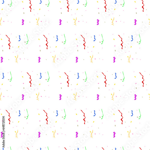 Holiday konfetti, tinsel. Vector seamless pattern. Background illustration, decorative design for fabric or paper. Ornament modern new