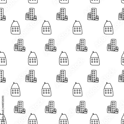Real estate, house, premises, rent, construction, building. Vector seamless pattern. Background illustration, decorative design for fabric or paper. Ornament modern new