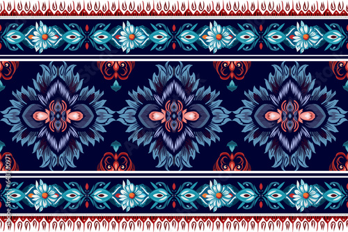 Abstract ethnic border seamless pattern. Aztec fabric texture mandala decorative. Tribal native motif textile traditions embroidered vector background 