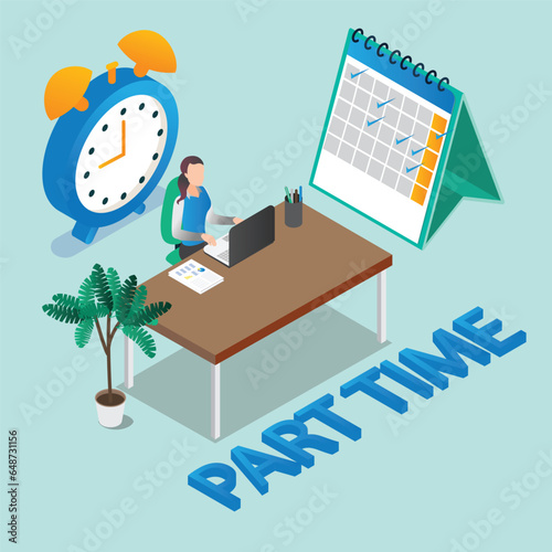 Businesswoman working part-time with laptop on table