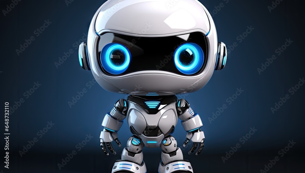 Portrait of white blue cyborg robot humanoid on dark background. Portrait of white blue cyborg robot humanoid on dark background.