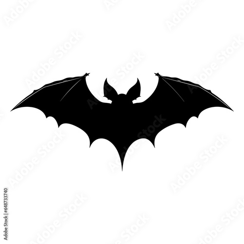 Halloween Bat vector silhouette isolated on white background, Black vector silhouette of bat vector, Flying Bat vector silhouette