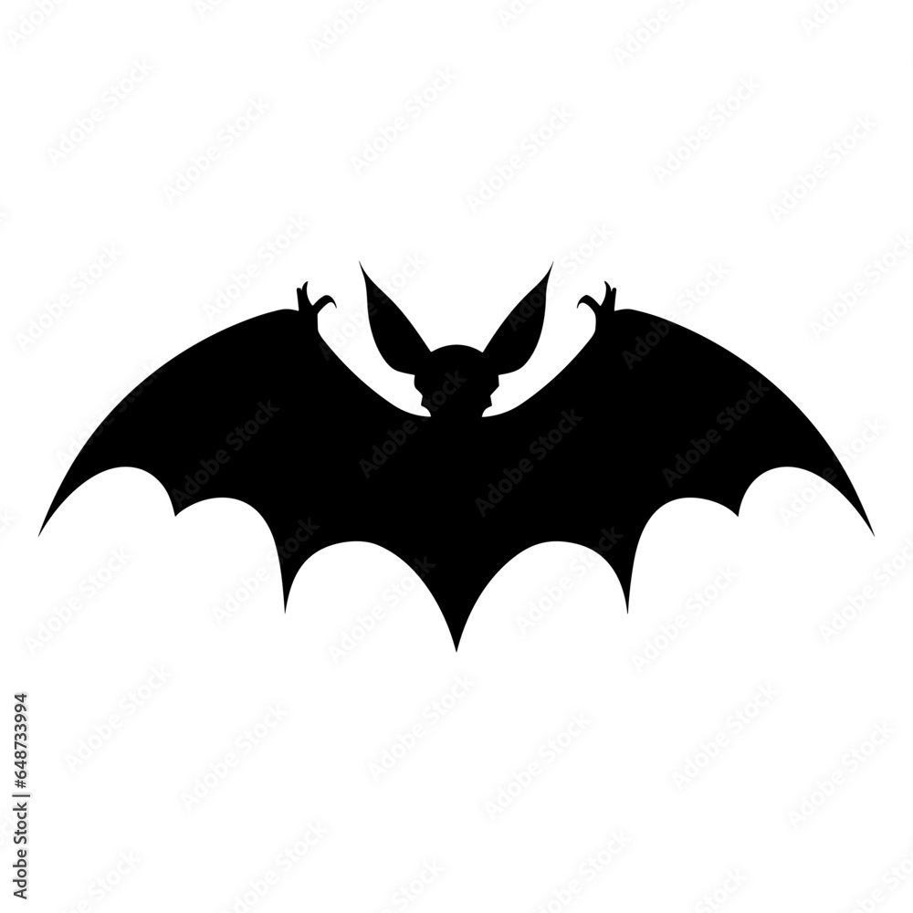 Halloween Bat vector silhouette isolated on white background, Black ...