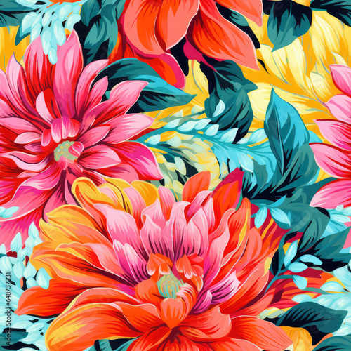 seamless pattern with colorful flowers