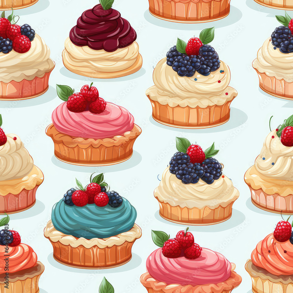 Pastry colorful repeat pattern, sweets background Pastry colorful repeat pattern, sweets background