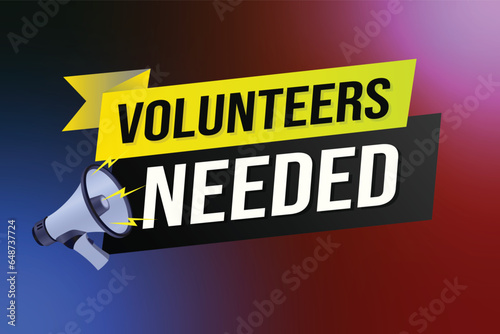 Volunteers needed word concept vector illustration with lines 3d style for social media landing page, template, ui, web, mobile app, poster, banner, flyer, background, gift card, coupon, label	
