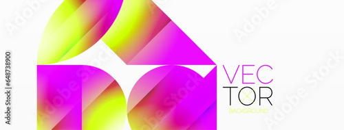 Serene gradient template. Circles and triangles mingle in minimalist perfection. Gentle fusion of forms and hues creates balanced yet captivating backdrop, embodying modern sophistication