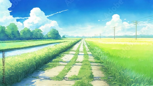 田んぼのある風景　Generative AI