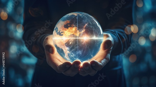 Concept of future global communication network, online connection.