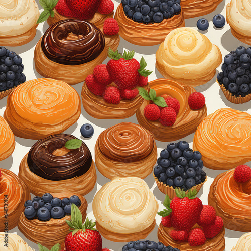 Pastry background, sweets colorful repeat pattern