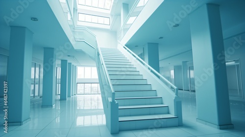  Sky Blue Staircase in a Modern Business Center A Striking Architectural Feature.