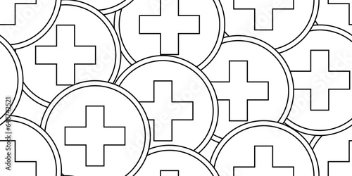 black white medical cross seamless pattern