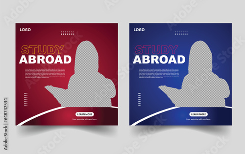 Creative Study Abroad Social Media Post Design Template.