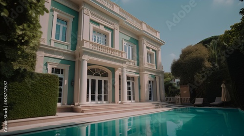 Wallpaper Mural Luxury Villa Millionaire's Paradise with Pool , Sunshine and White Sky Real Shot with Canon. Torontodigital.ca