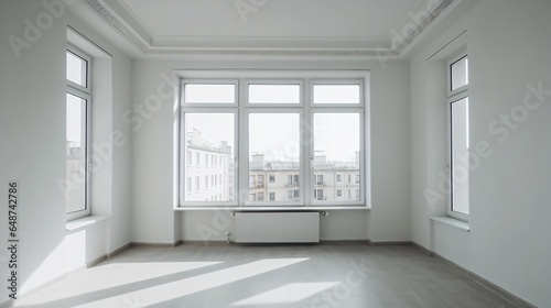 Minimalist Room White Wall and Window.