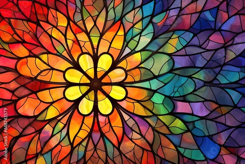 Abstract multicolored stained-glass window mosaic background  Background consisting of bright vibrant colors mosaics.