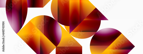 Serene gradient template. Circles and triangles mingle in minimalist perfection. Gentle fusion of forms and hues creates balanced yet captivating backdrop, embodying modern sophistication