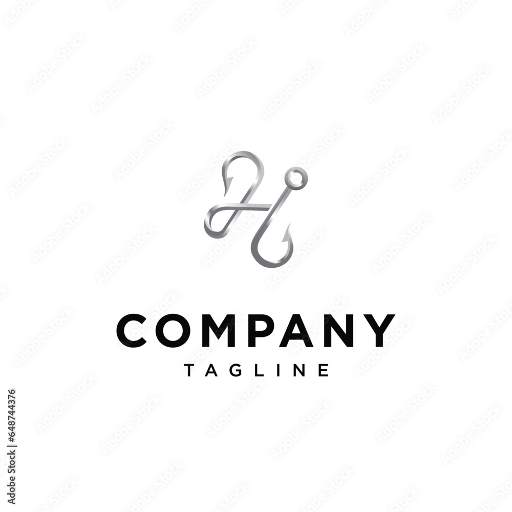 Letter H Fishing Hook Logo Vector icon template.eps Letter H Fishing Hook Logo Vector icon template.eps