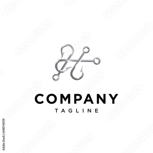 Letter H Fishing Hook Logo Vector icon template.eps