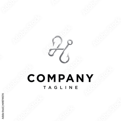 Letter H Fishing Hook Logo Vector icon template.eps