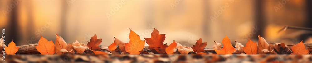 Close Up of Orange Fall Leaves on the Ground, Blurred Background, Generative AI Close Up of Orange Fall Leaves on the Ground, Blurred Background, Generative AI