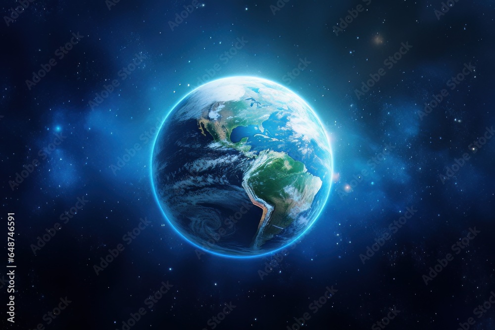 Realistic Planet Earth in Outer Space,  Solar System Element, Save the World Concept, Earth day