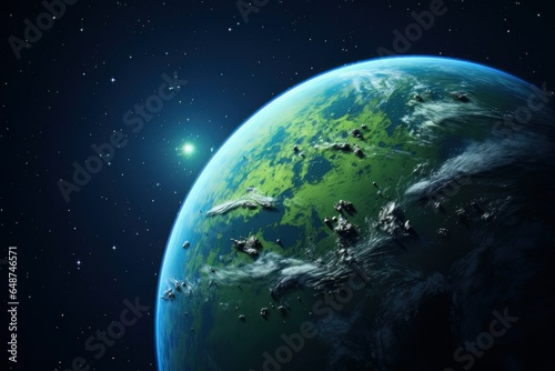 Realistic Planet Earth in Outer Space, Solar System Element, Save the World Concept, Earth day