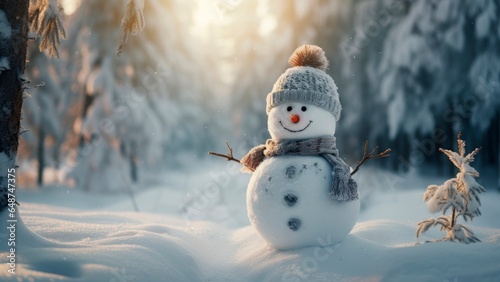 Snowman Full of Holiday Cheer Amidst Snow Welcoming Christmas