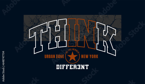 Think different, abstract typography motivational quotes modern design slogan. Vector illustration graphics for print t shirt, apparel, background, poster, banner, postcard or social media content.