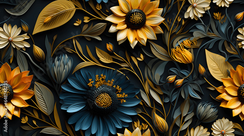 Seamless Folkloric Flowers Pattern