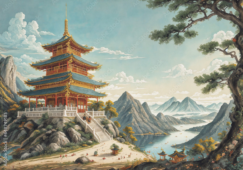 Journey to Tranquility: The Path to the Cliffside Temple