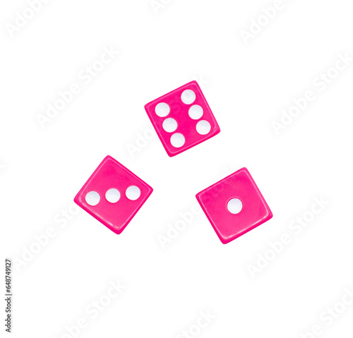 pink dice on a transparent background 