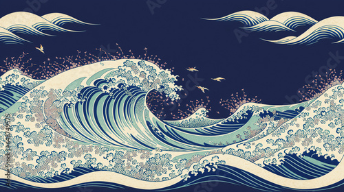 Navigating the Great Wave: A Fusion of Art and Tradition © Eliane