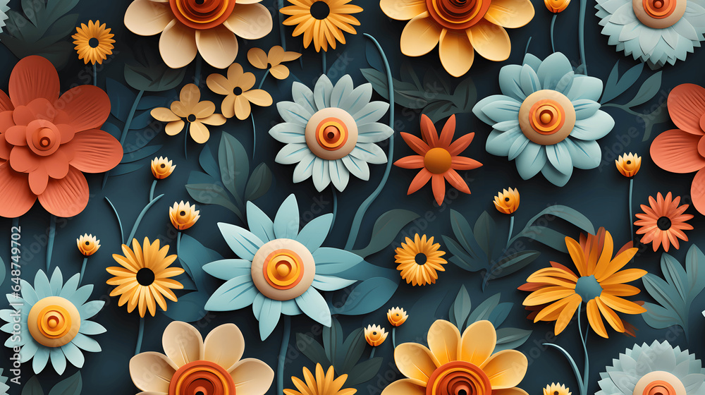 custom made wallpaper toronto digitalSeamless Cartoon Flowers Pattern