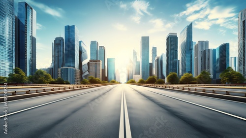 Straight road with buildings in the background photo