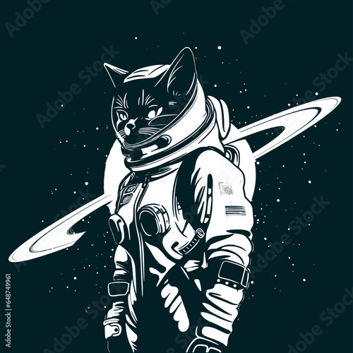 Cool cat astronaut illustration