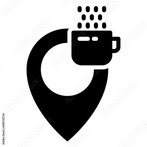 Cafe�location icon, glyph icon style