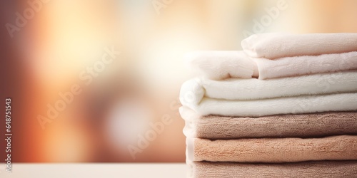 Stack of towels with copy space background