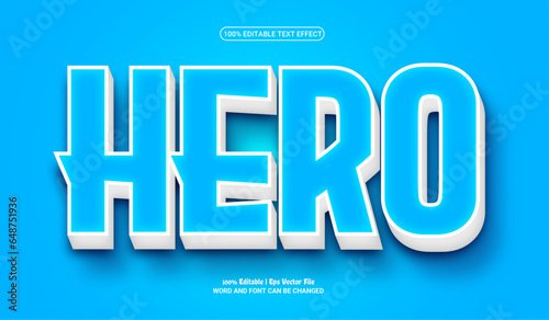 Hero blue fully editable 3d premium vector text effect